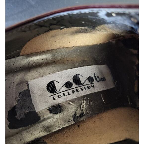 Vintage Coco Line Collection Women's 6 Pointed Toe Red Brown Leather Mule Witchy - Picture 6 of 8